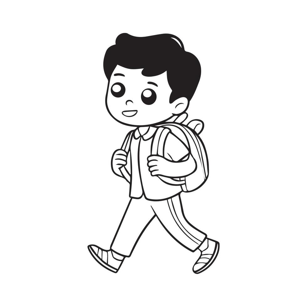 nice school boy with a bag ready for new school vector