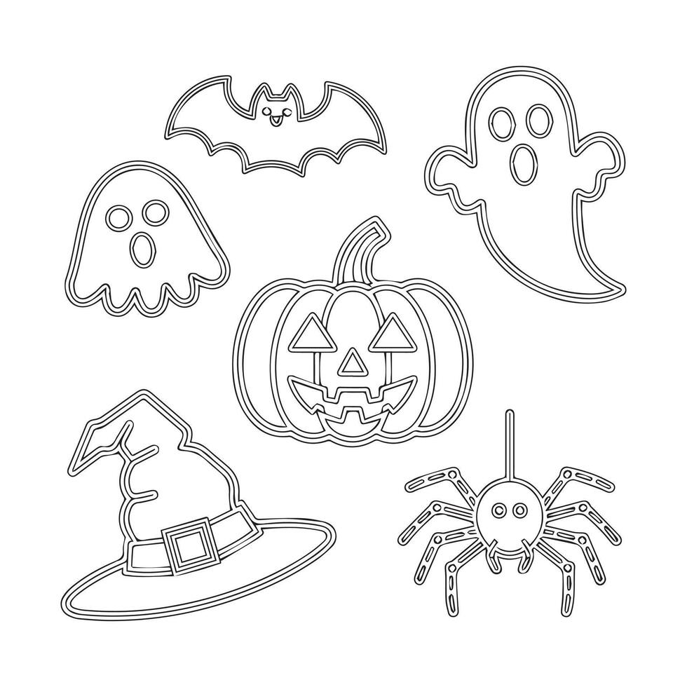 art line Halloween elements design vector