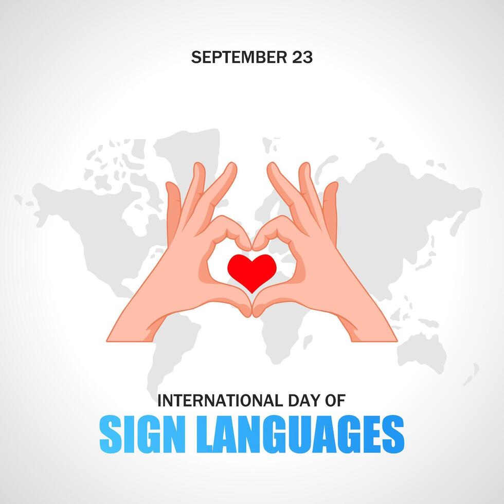 International Day of Sign languages, September 23. illustration. Suitable for Poster, Banner, Background and Greeting Card. vector
