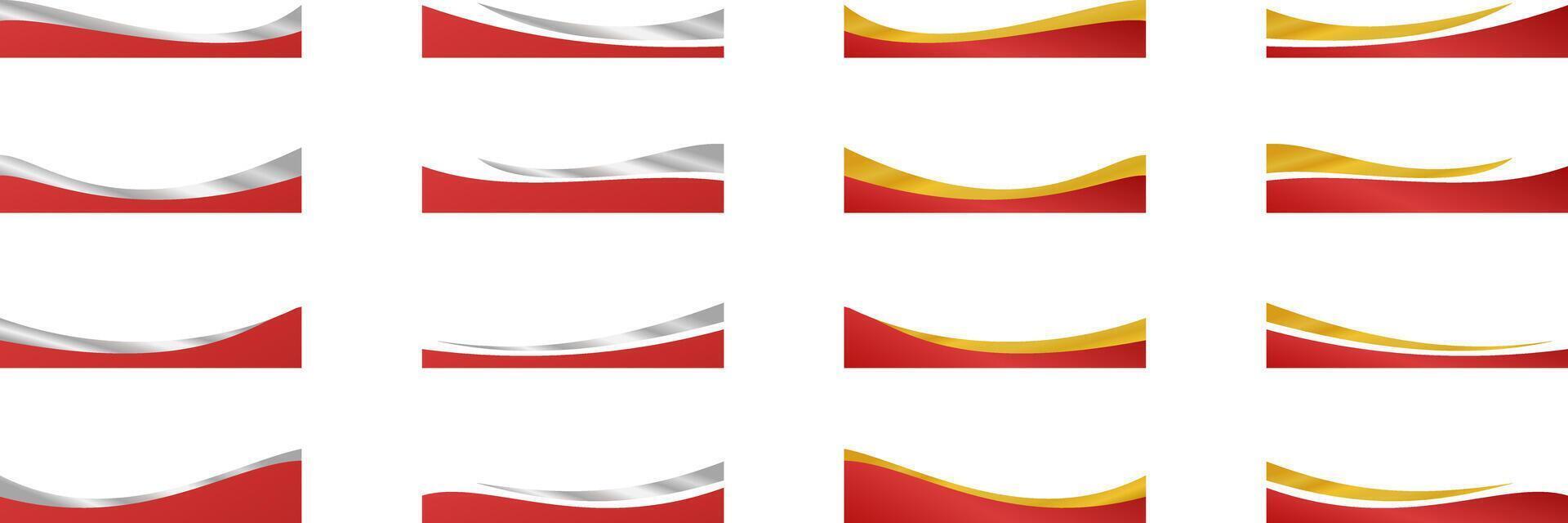 collection of silver, red gold line border ornaments. dividers for posters, greeting cards, brochures, banners, charters. vector