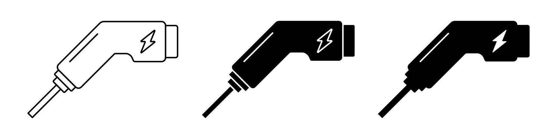 charger connector icon set, electric car charging plug symbol. simple and modern design vector