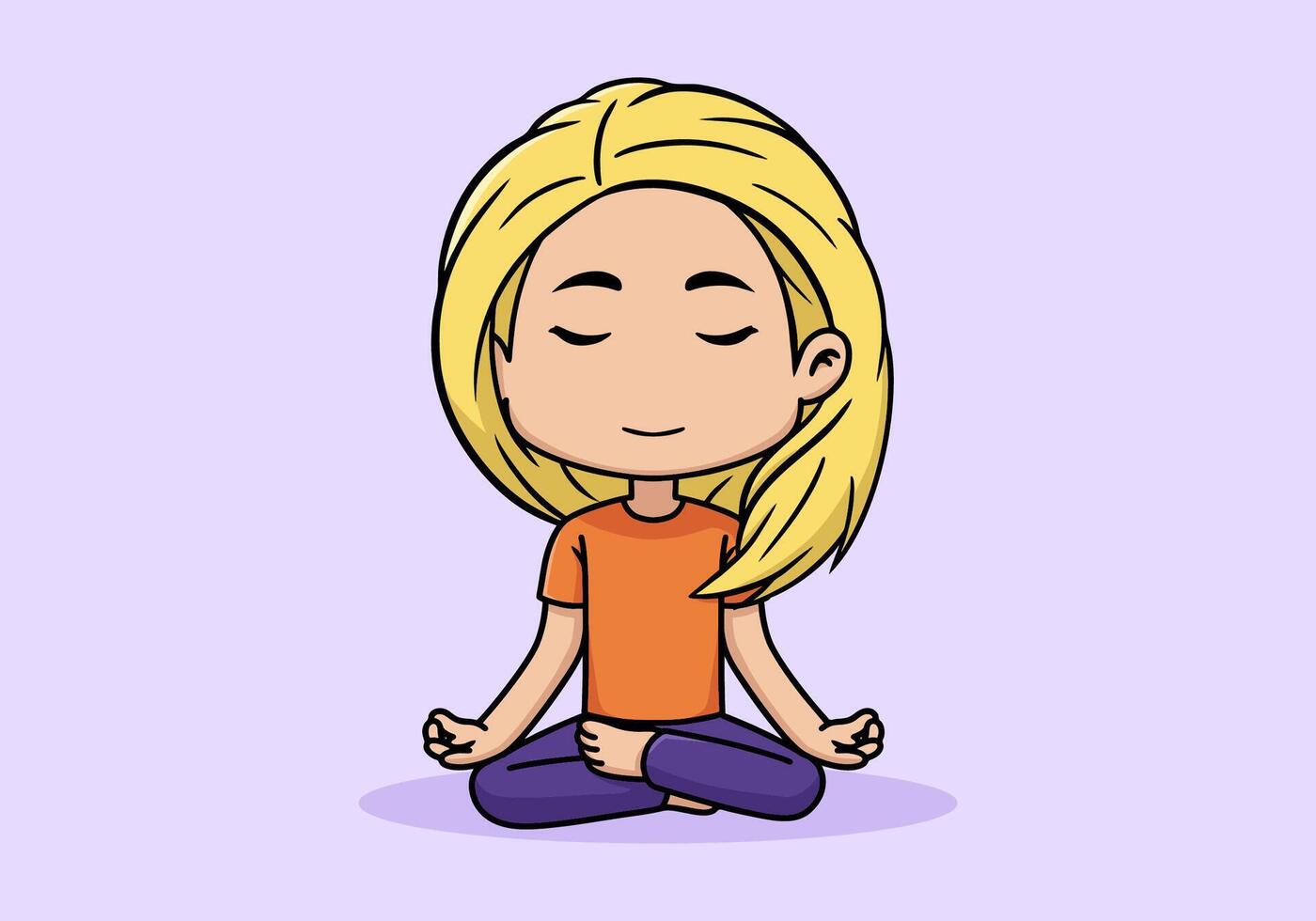 Cute illustration of a girl in a meditation pose vector