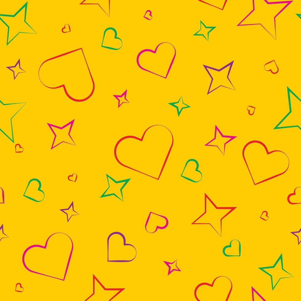 Seamless pattern with hearts on yellow background vector