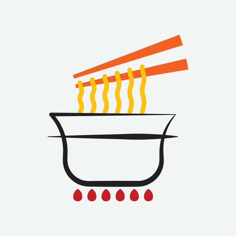 Boil noodle line icon vector