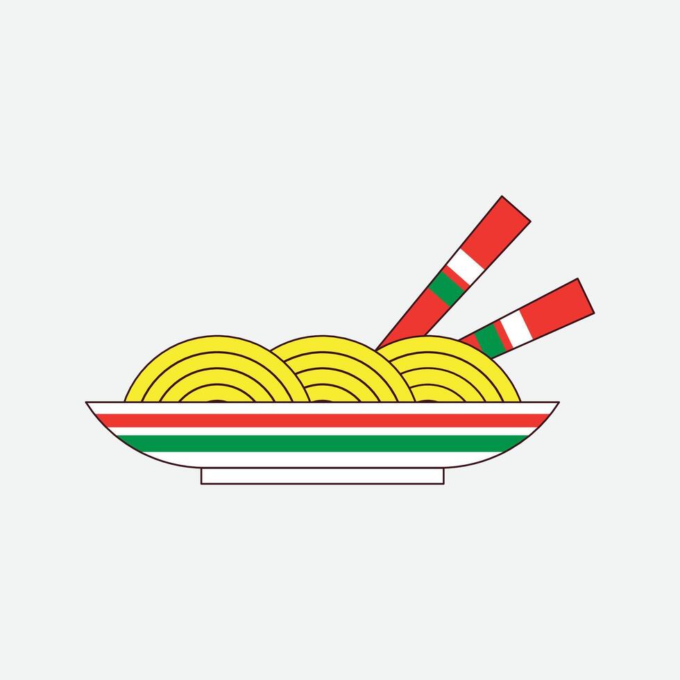 Fried noodles on a plate vector