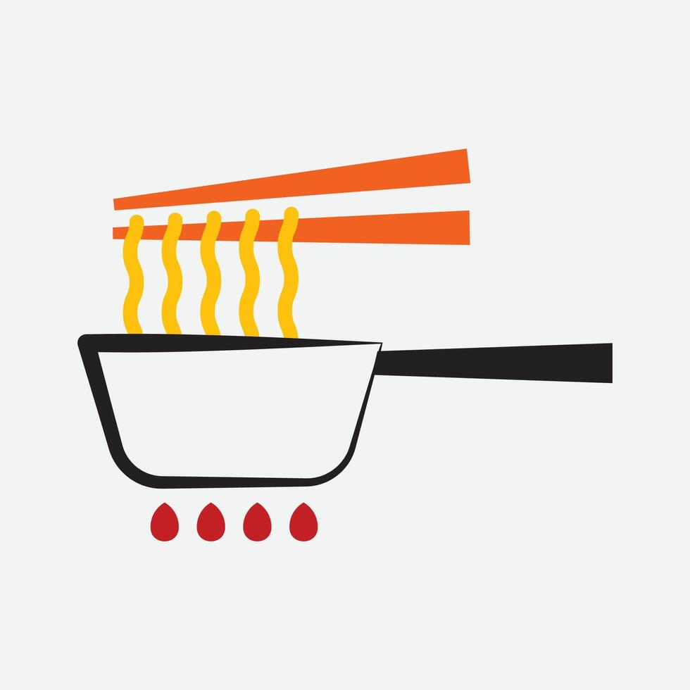 Cooking noodle line icon vector