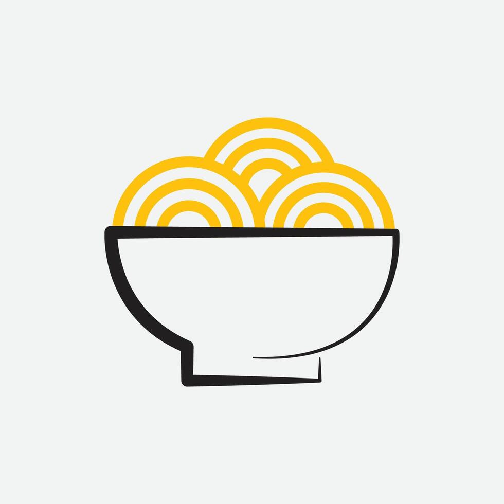 Noodle soup line icon vector