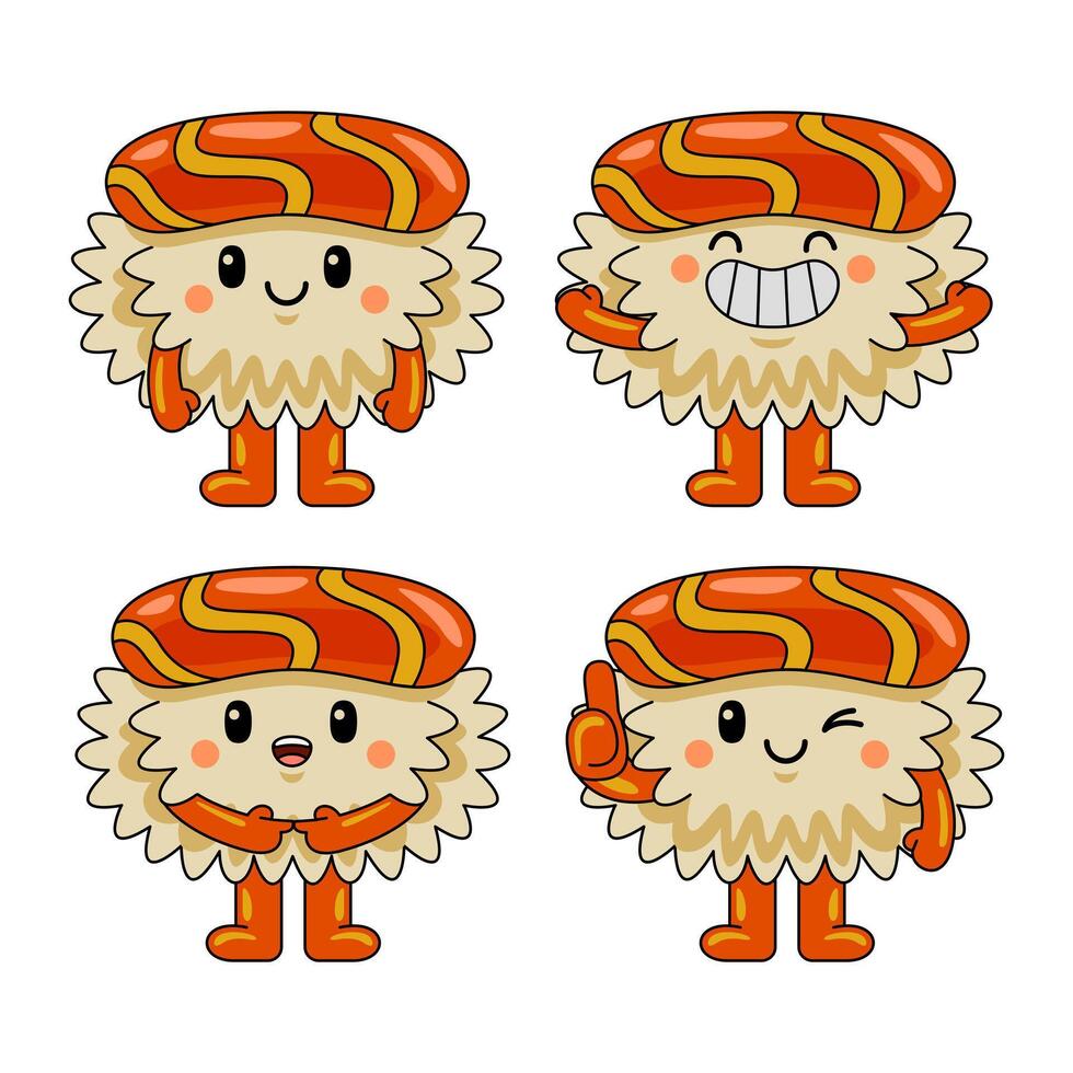 cute sushi mascot character vector