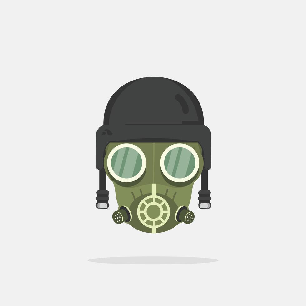 gas mask army logo, illustration of soldier protecting breathing from bad air with helmet vector