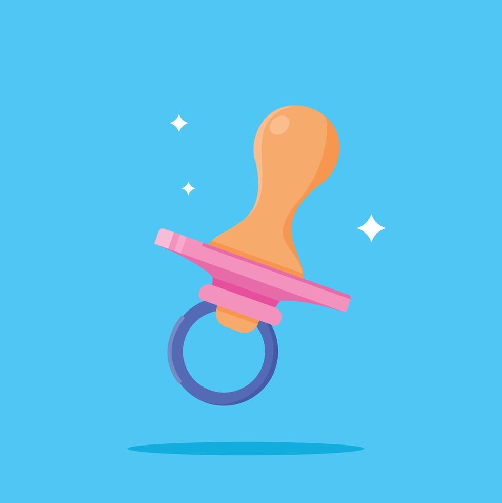 baby pacifier logo with flat design style, baby playing illustration. suitable for poster and web icon vector