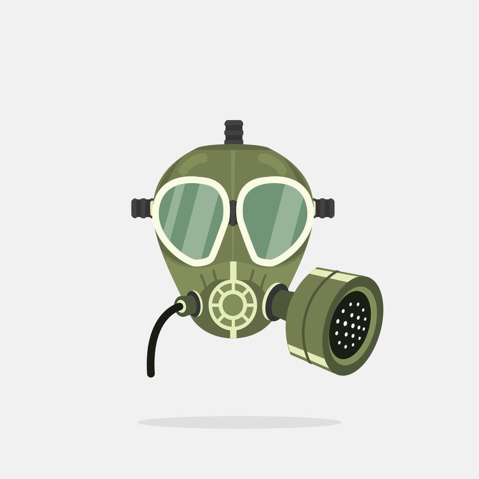 army gas mask logo, illustration of army respiratory protection from bad air with 1 circulation and hose on the side vector