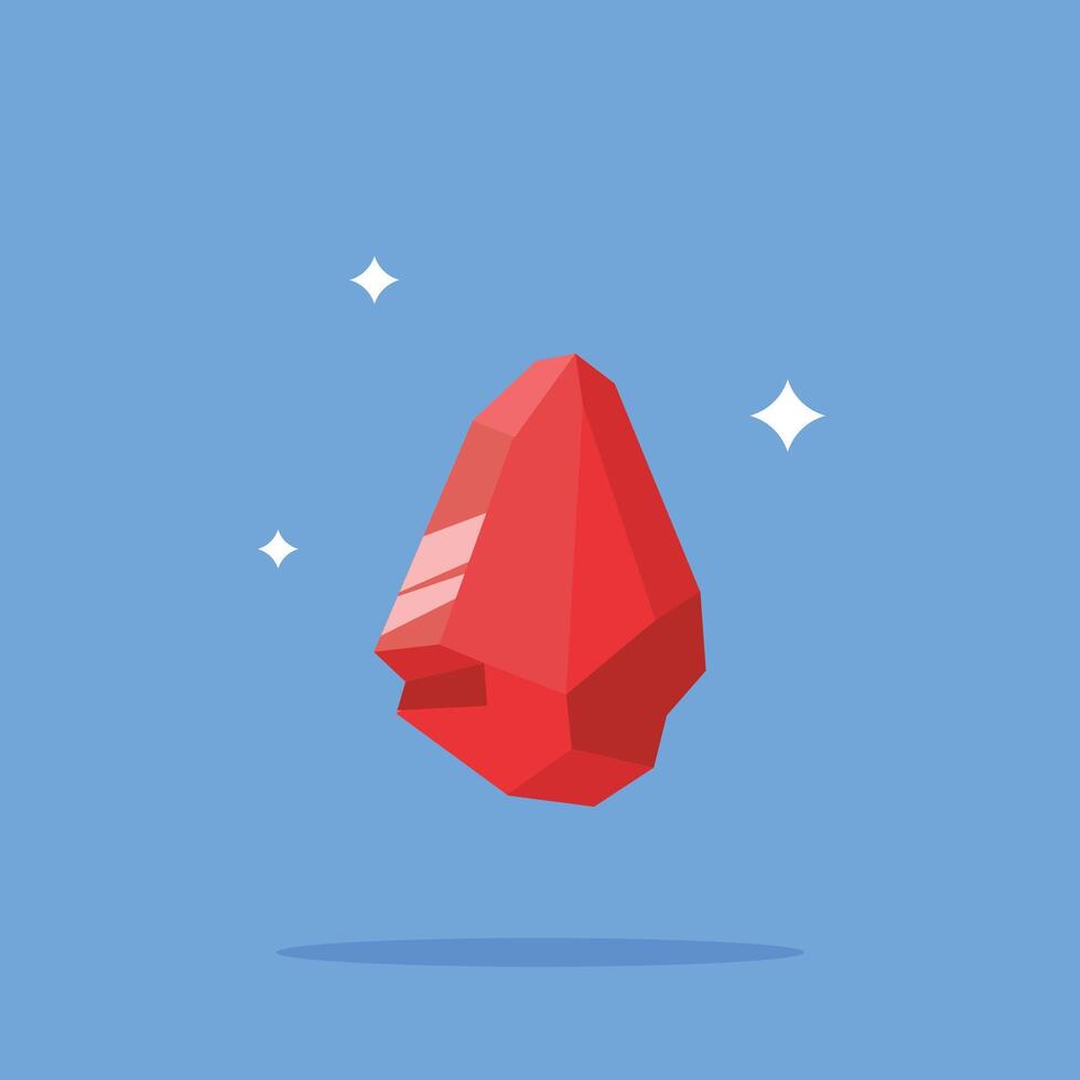 Natural rocks and minerals logo, red crystal illustration with mining materials. vector