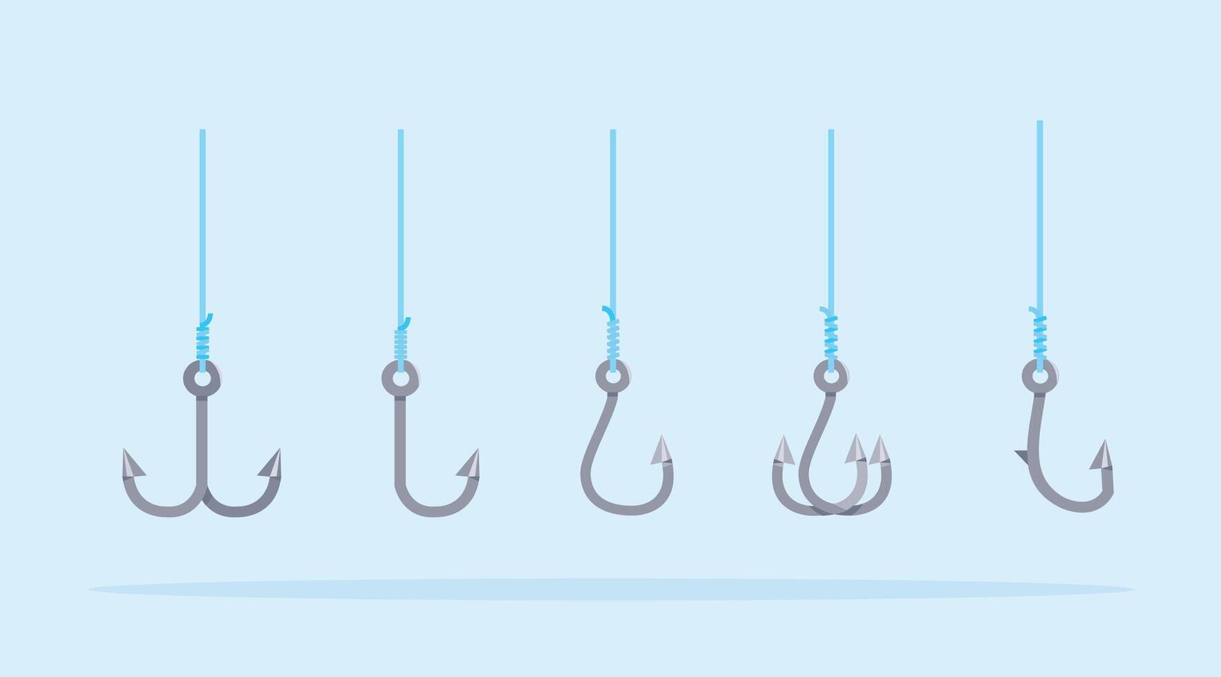 fishing hook logo set, fishing equipment illustration. suitable for posters and web icons vector