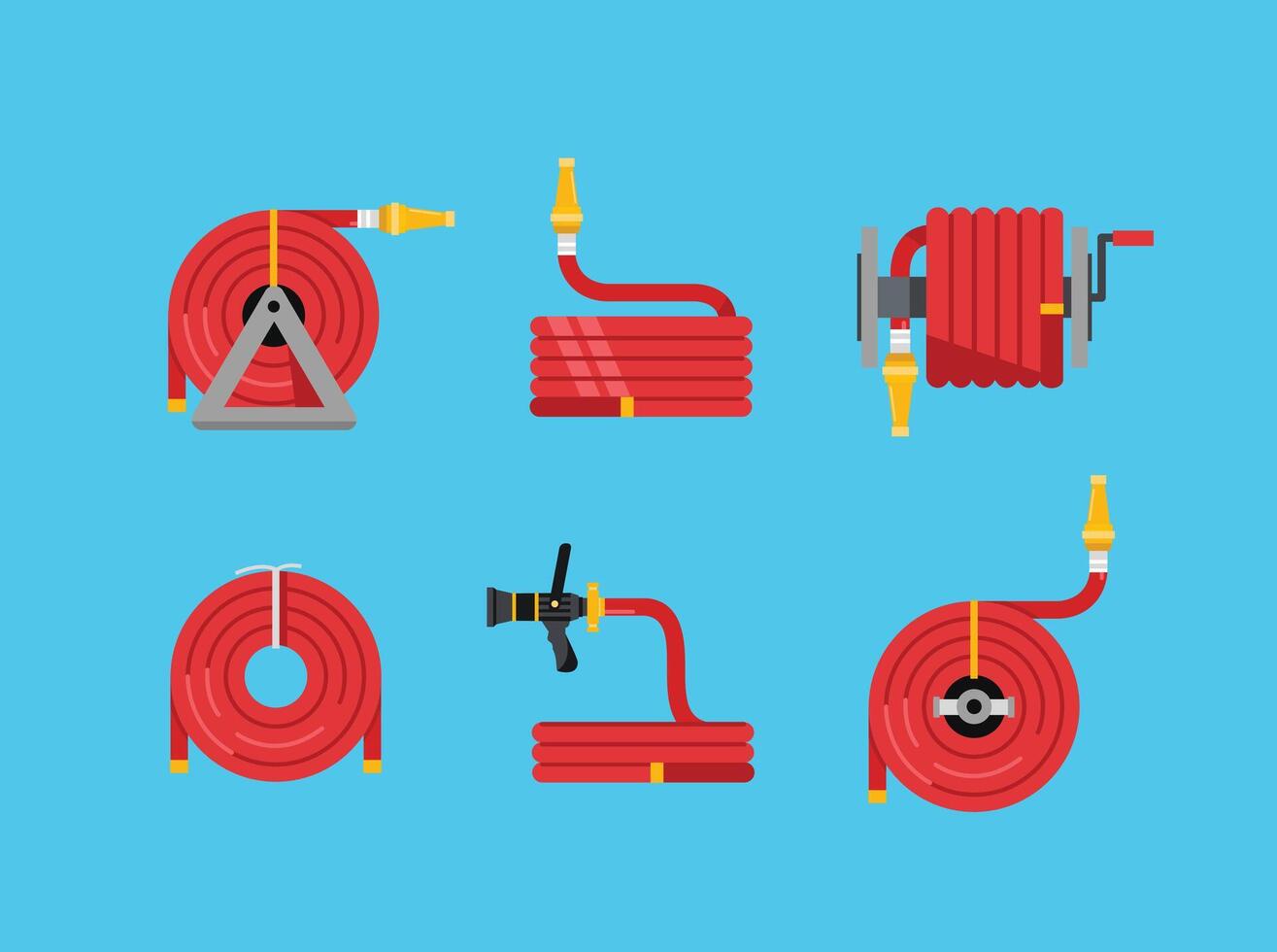 icon set red fire hose. fire fighting equipment illustration. suitable for poster and web icon use vector