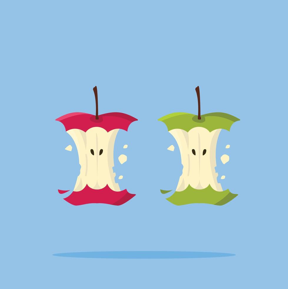 apple core fruit logo with 2 colors, rotten fruit illustration. suitable for poster and web icon vector