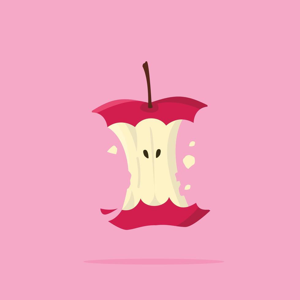 red apple core fruit logo, rotten fruit illustration. suitable for poster and web icon vector