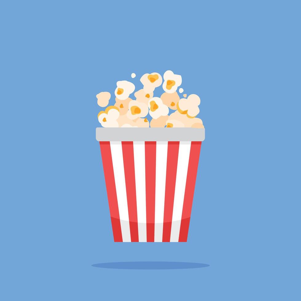 popcorn logo with red and white container, snack illustration for watching movies in cinema. suitable for posters and web icons vector
