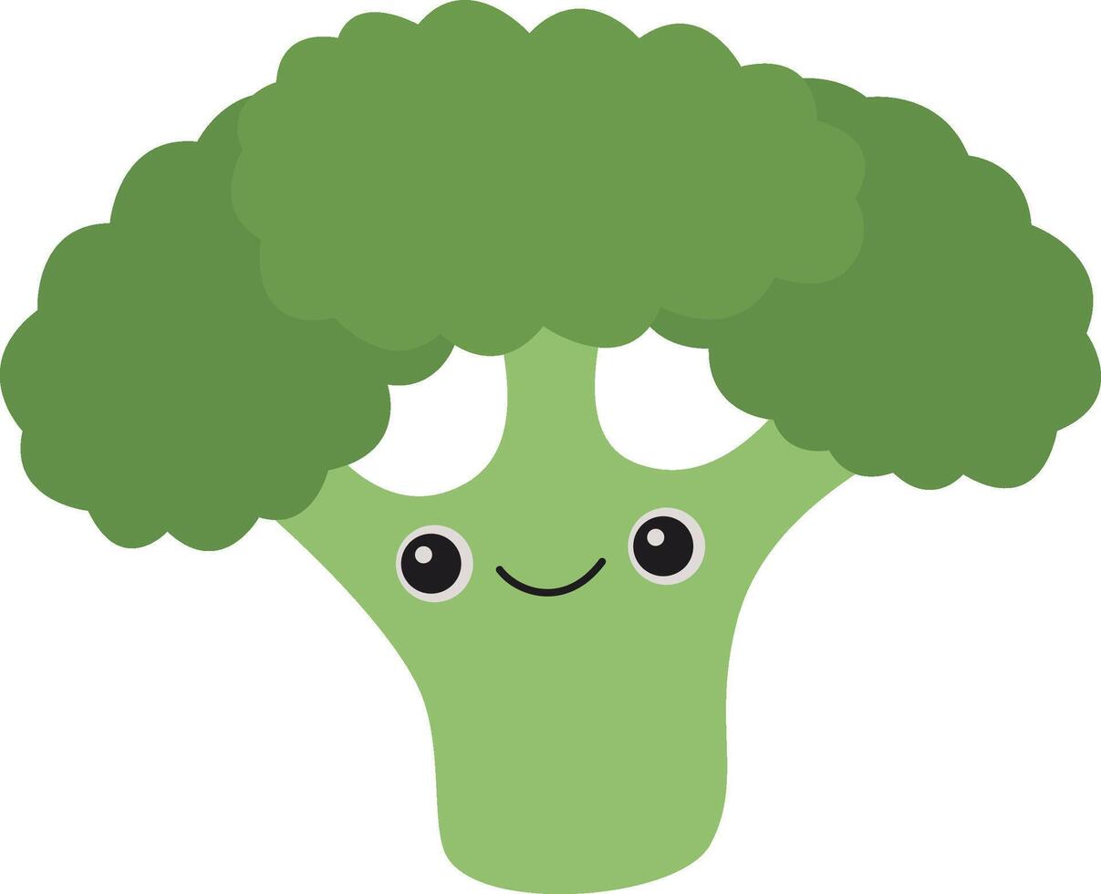 Cute broccoli with smiling face vector