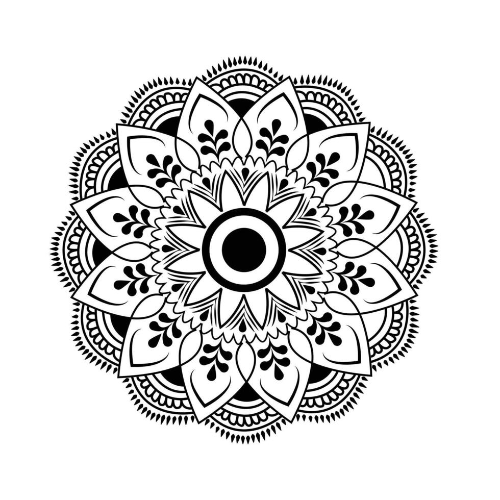 Black mandala with white background with ornament vector