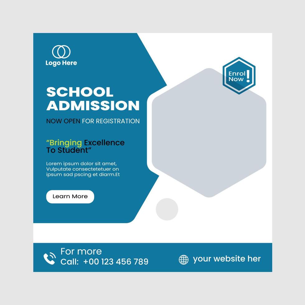 School Admission Social Media Post design Template vector