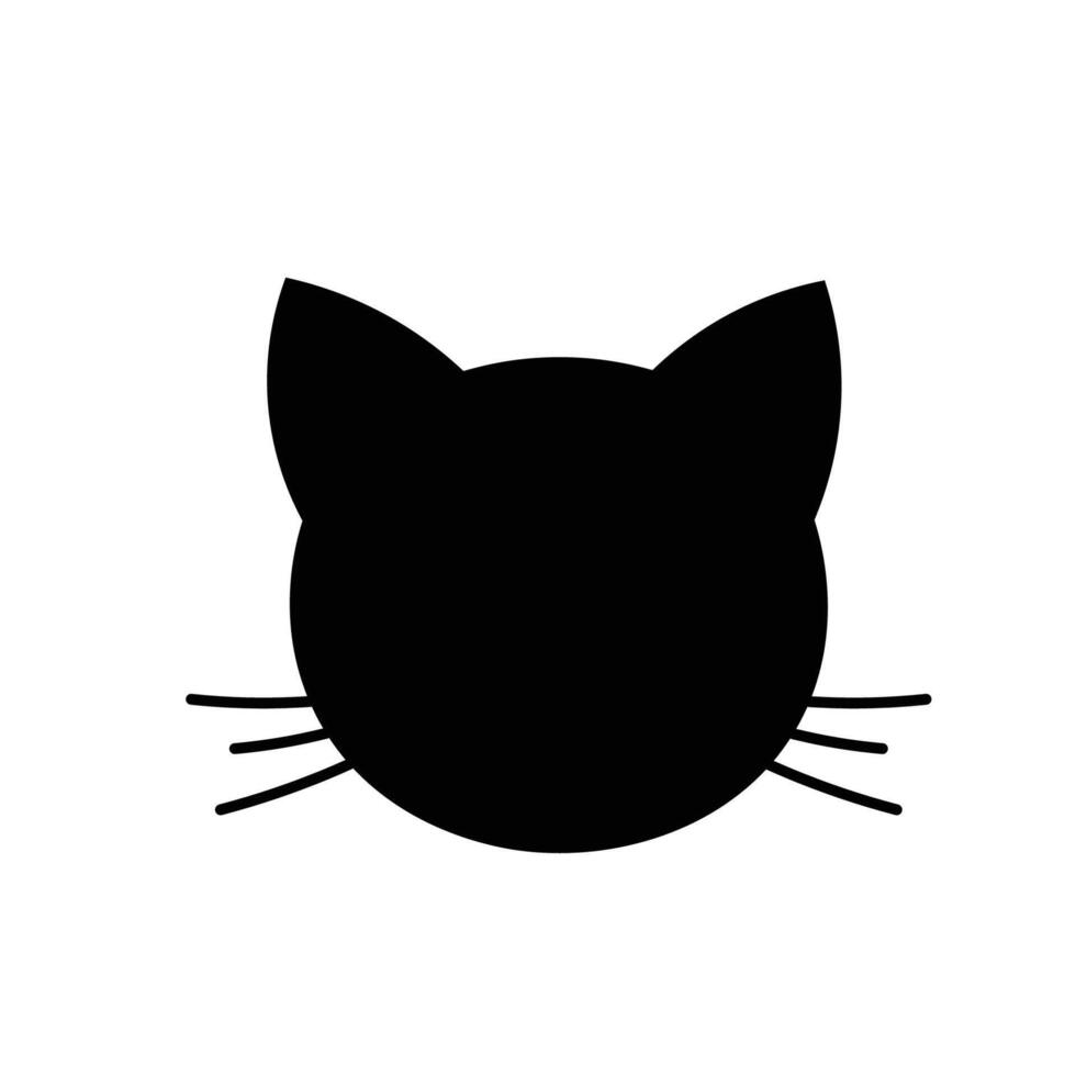 Cat Head Flat icon full black vector