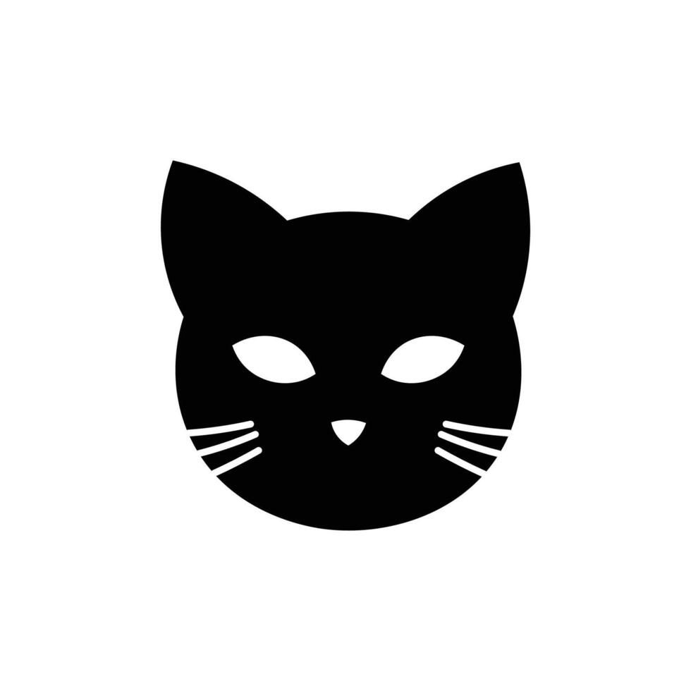 Black Cat Head Flat icon vector