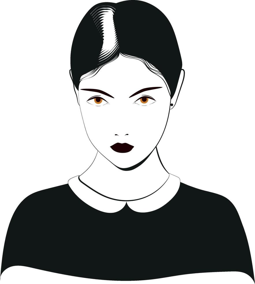 Portrait of girl with hair up ink style vector