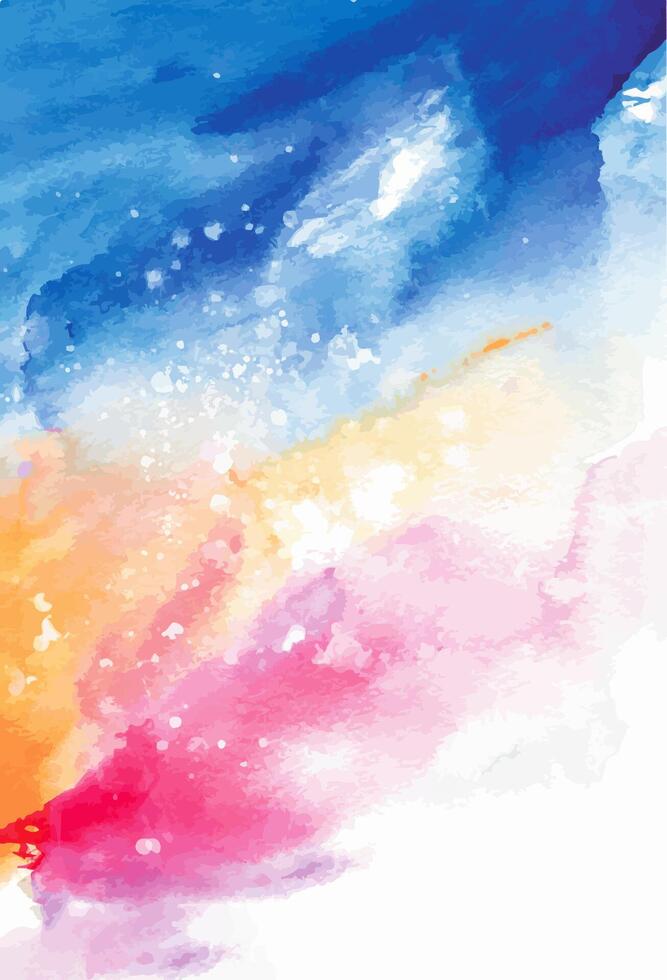 Multicolor bright saturated background with watercolor stains and texture, in blue, orange, pink colors vector
