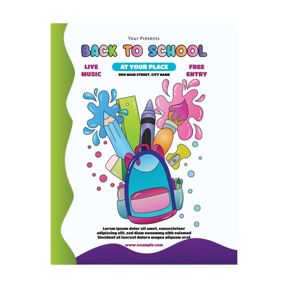 Illustration of creative back to school flyer poster template design vector