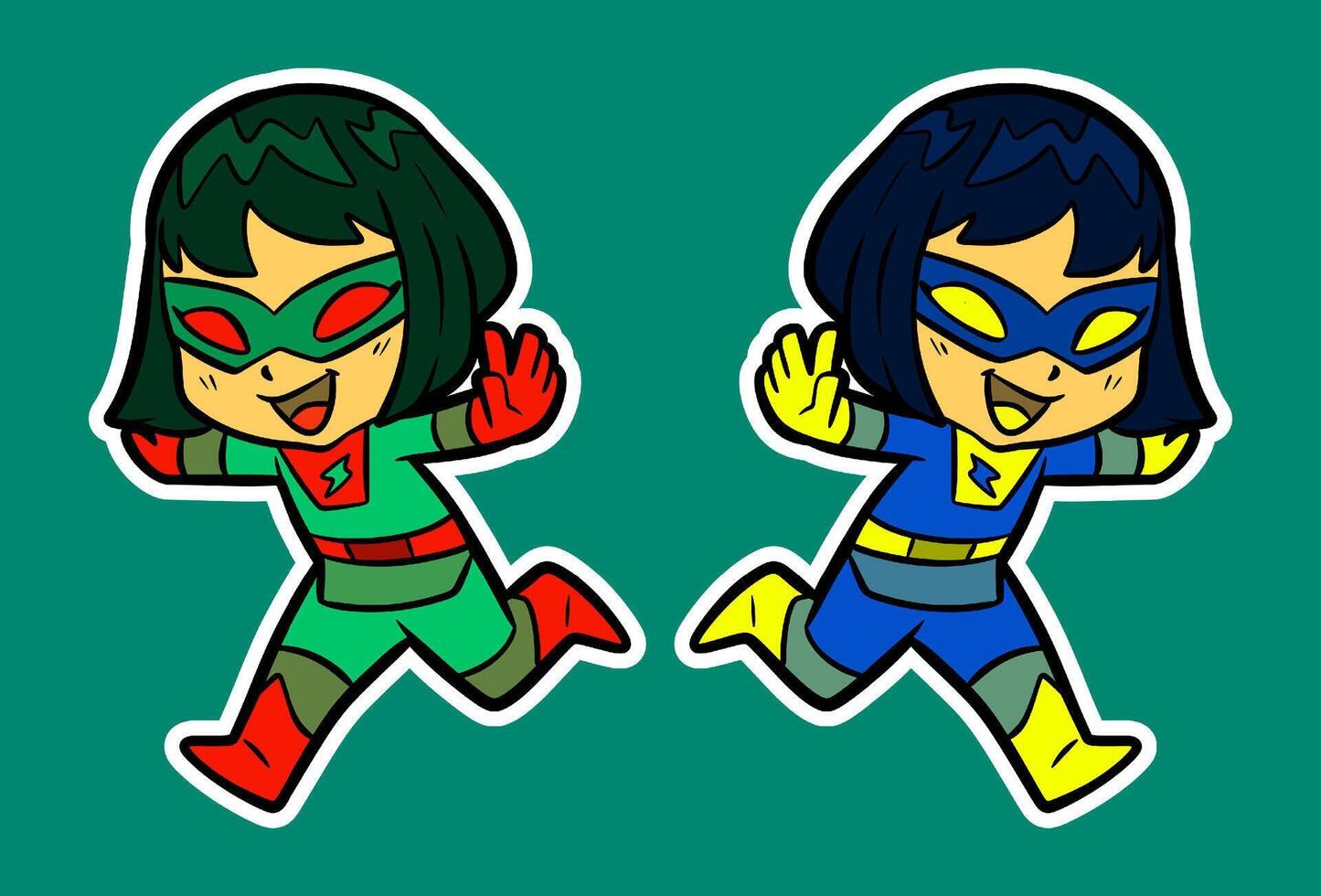 Doodle Sticker Illustration of a Superhero Kid vector