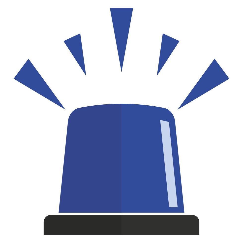Blue emergency siren icons in flat style isolated on white background. vector
