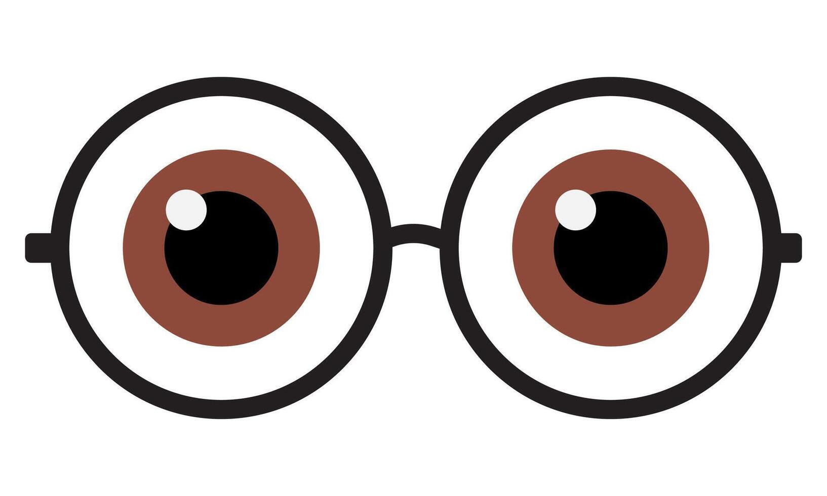 Flat illustration of sunglasses with big eyes isolated on white background. vector