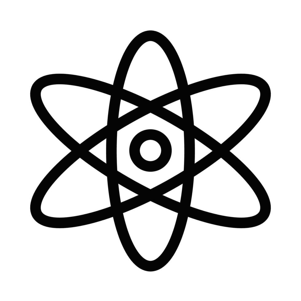 Illustration of an atom icon. Perfect for representing science, physics, and energy concepts. Editable stroke. vector