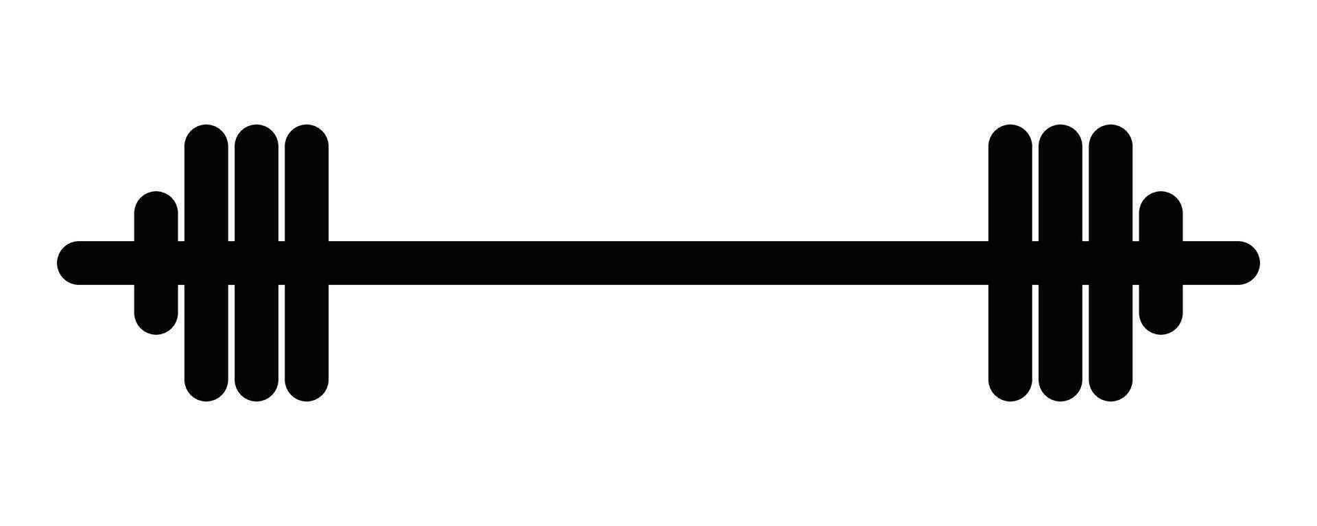Illustration of a black outline barbell or weightlifting icon, symbolizing fitness and exercise, on a white background. Editable stroke. vector