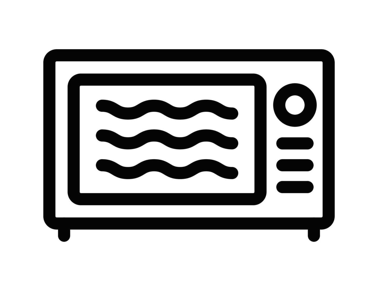 Illustration of a microwave oven icon in black and white. Perfect for kitchen, cooking, and appliance-related designs. Editable stroke. vector
