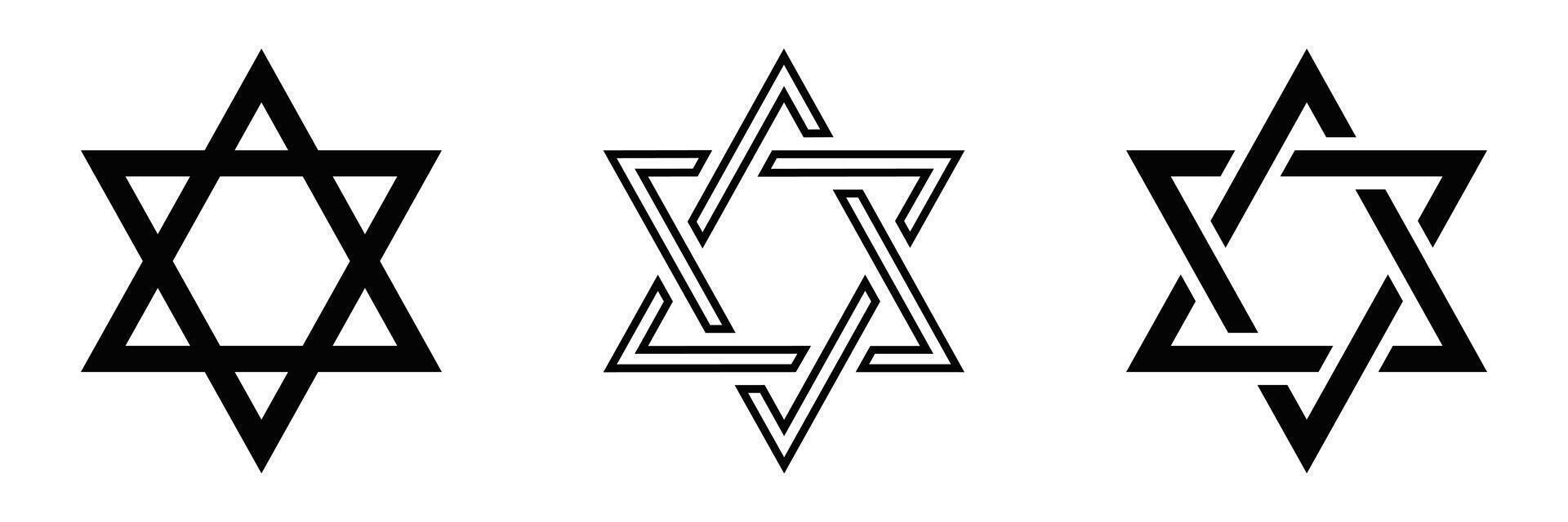 Illustration of the Star of David icon in black and white. Suitable for religious, cultural, and Jewish-related designs. Editable stroke. vector