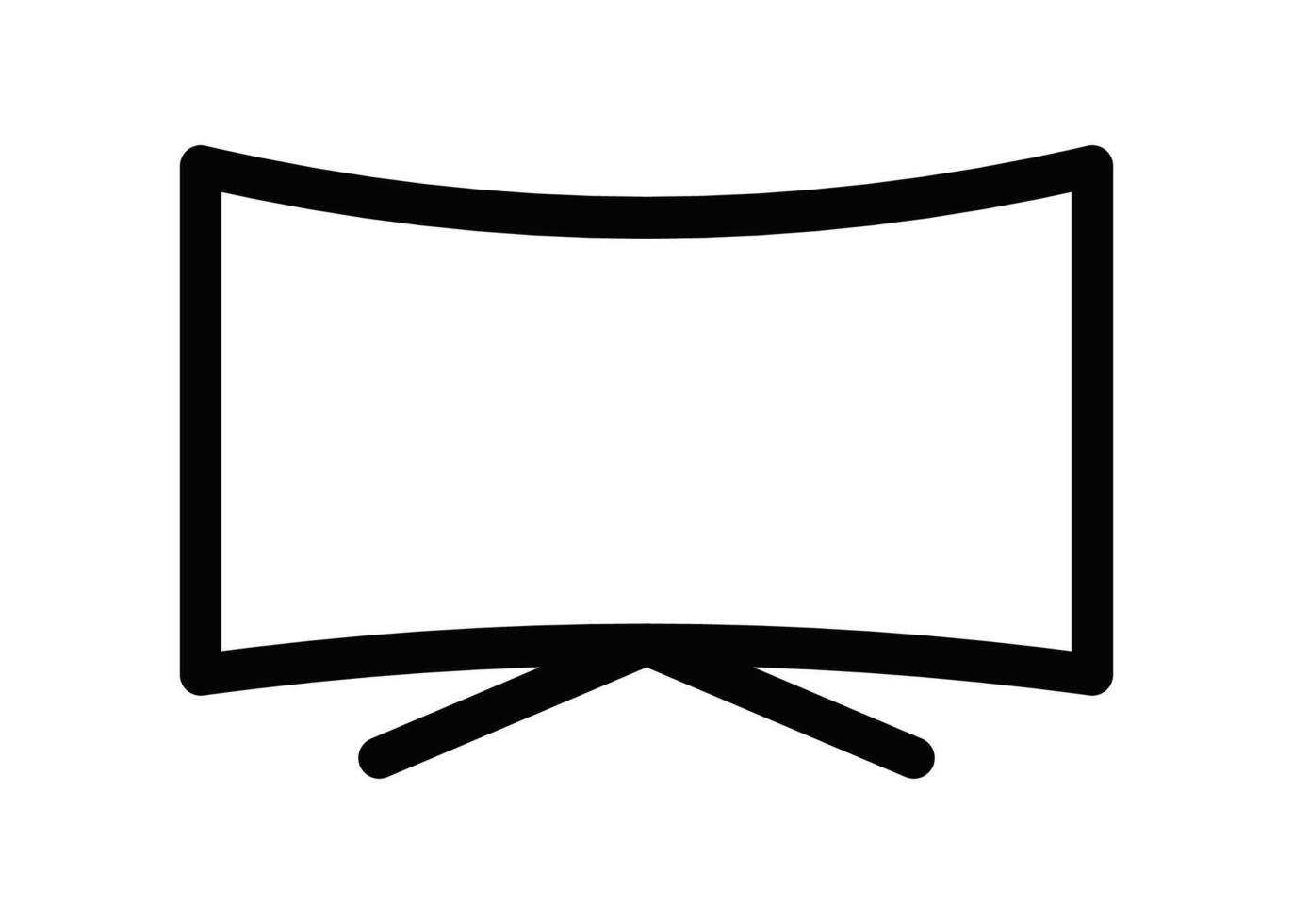 Illustration of a simple black outline of a curved widescreen monitor or television on a white background. Editable stroke. vector