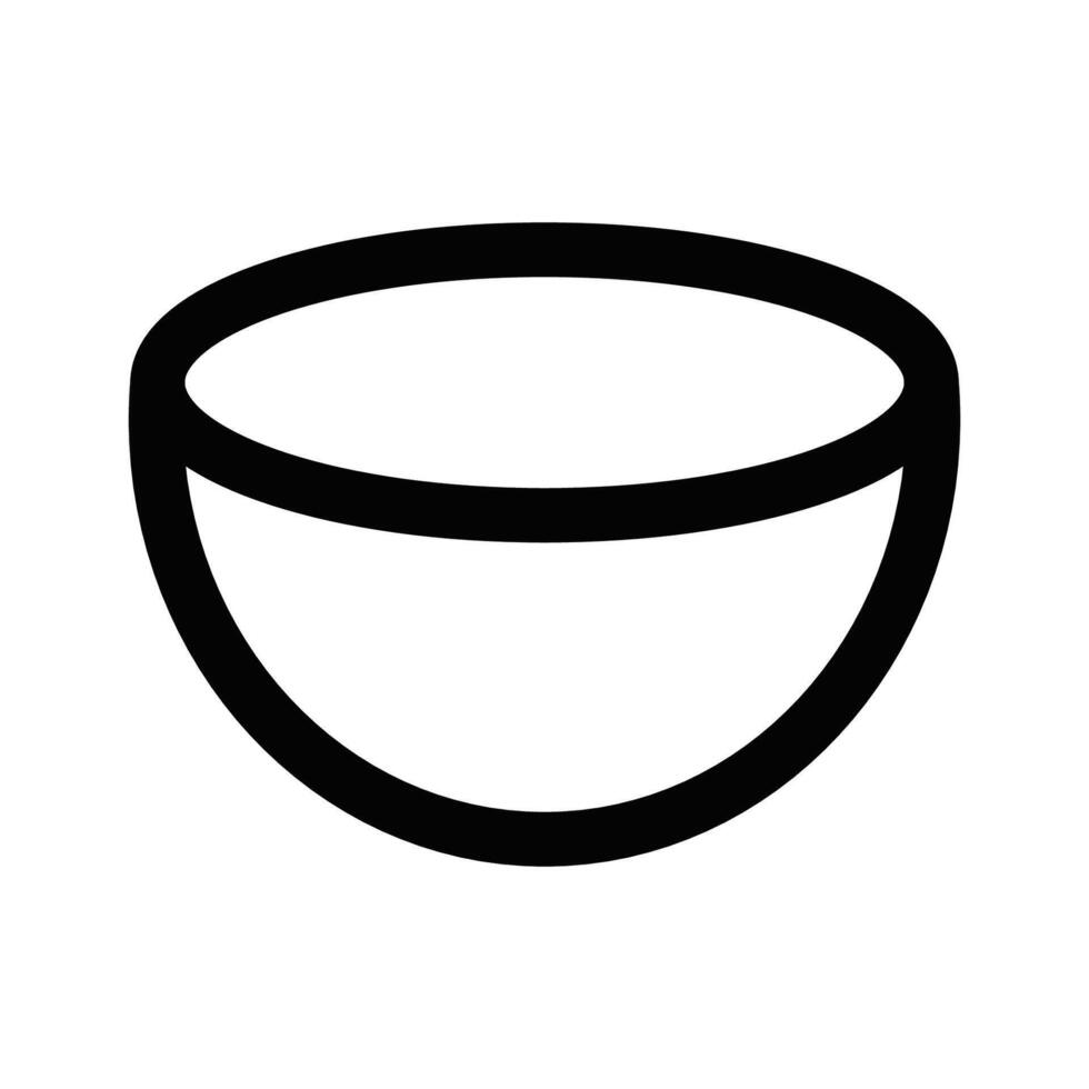 Illustration of a simple bowl icon in black and white, suitable for kitchen and cooking designs. Editable stroke. vector
