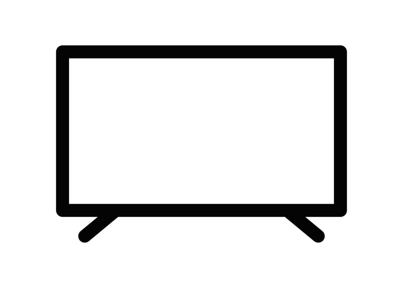 Illustration of a simple black outline of a flat-screen television on a white background. Editable stroke. vector