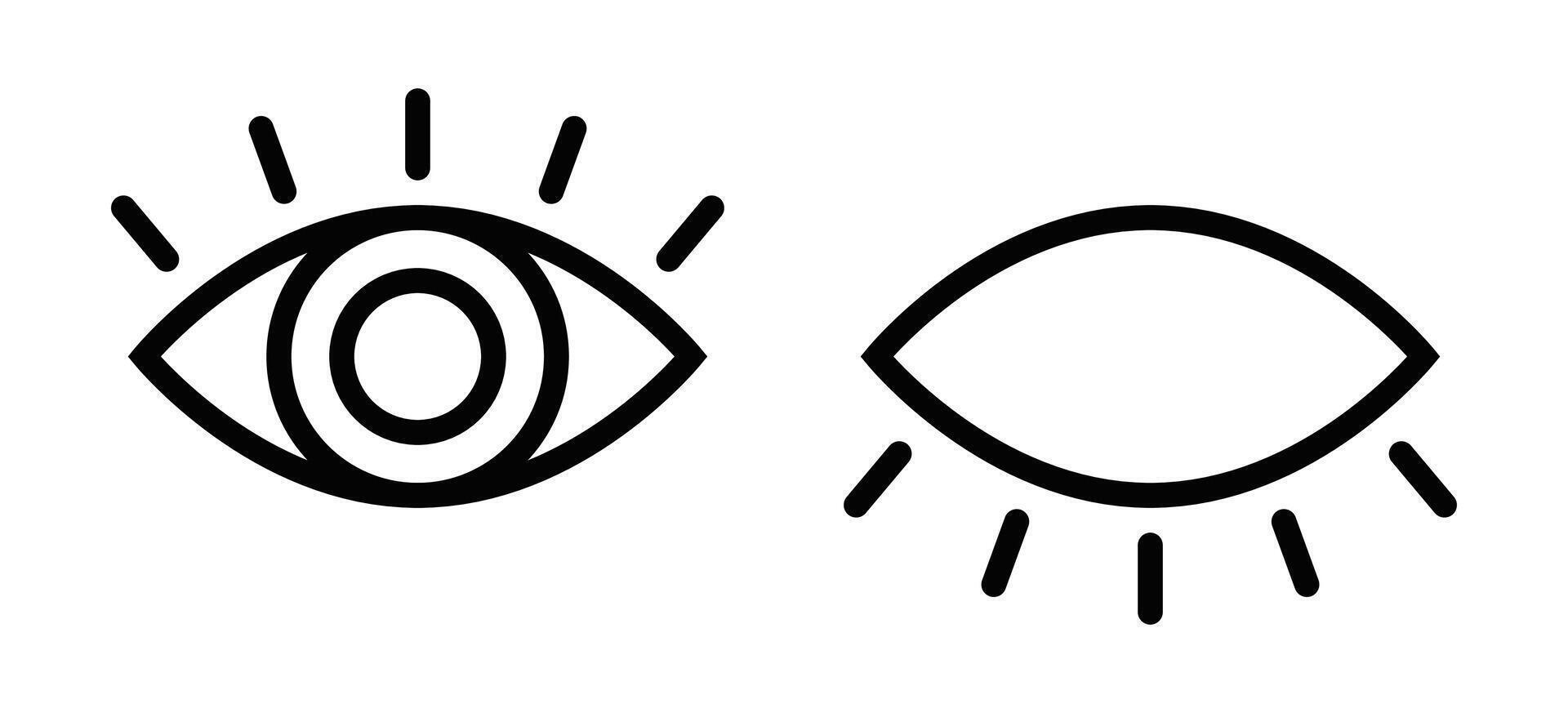 Illustration of two eye icons, representing vision and visibility concepts, suitable for web and graphic design. Editable stroke. vector