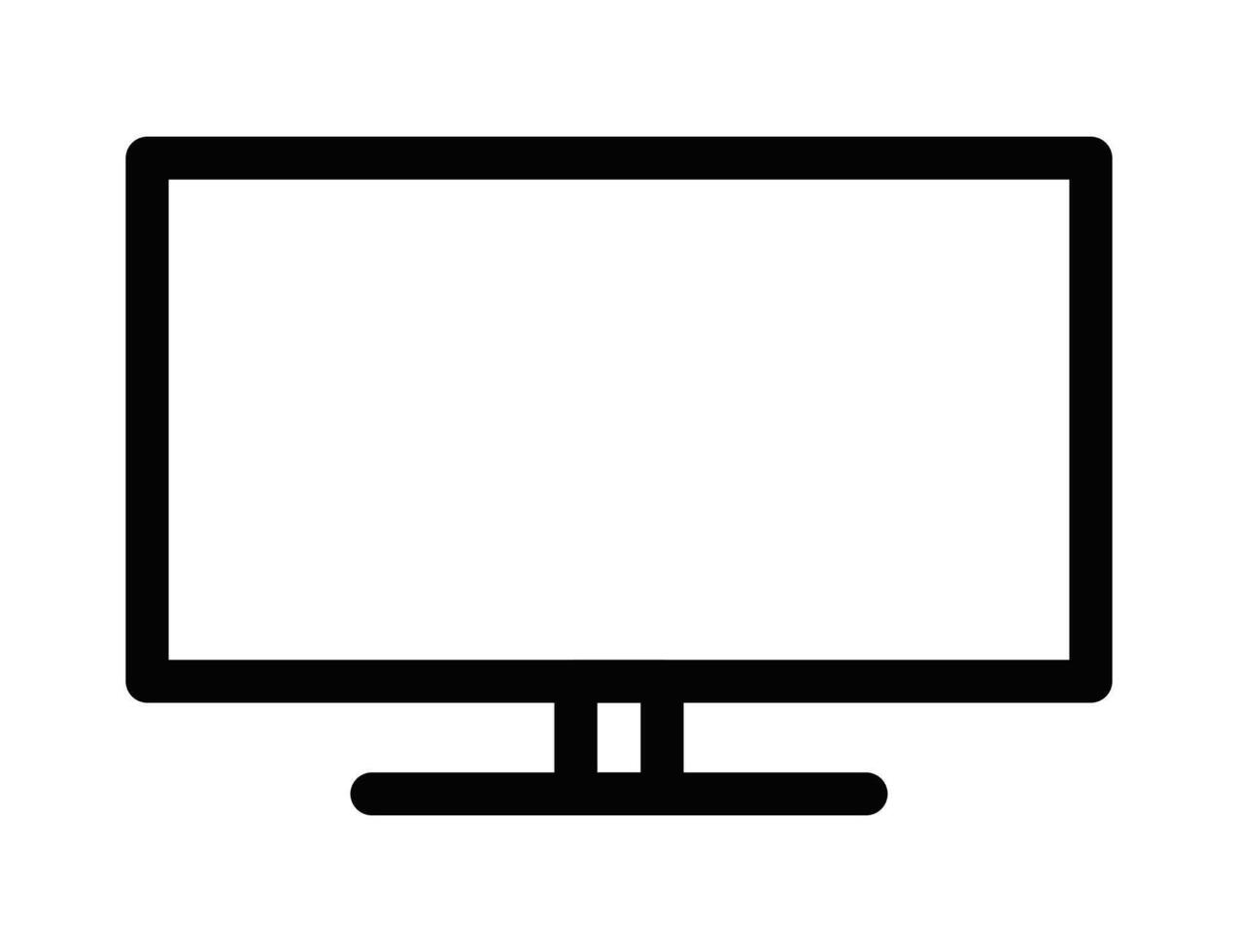 Illustration of a monitor icon in black and white, suitable for technology and computer designs. Editable stroke. vector