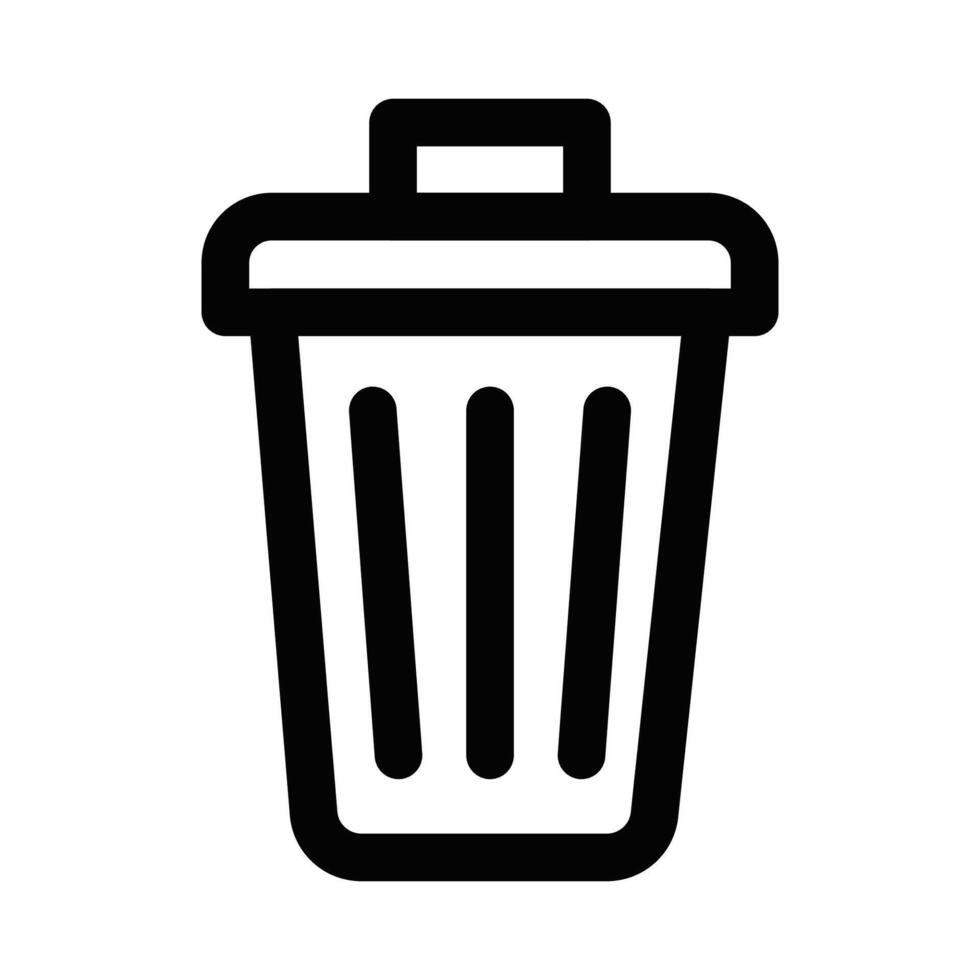 Illustration of a trash can icon. Perfect for representing waste, recycling, and garbage disposal concepts. Editable stroke. vector