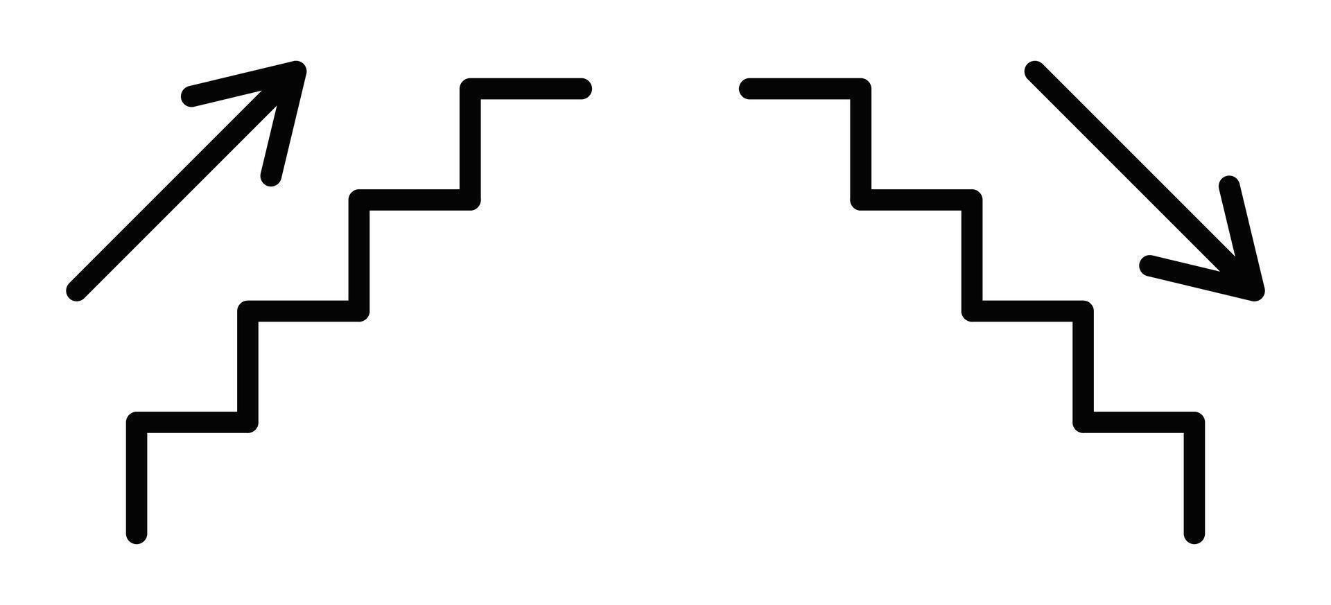 Stairs with arrows icons illustration. Ideal for direction and movement concepts. Editable stroke. vector