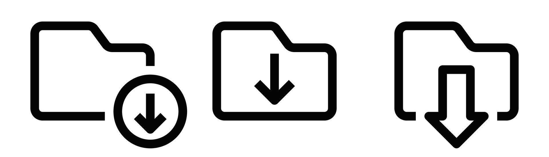 Download folder icon. Outline . Editable stroke. vector