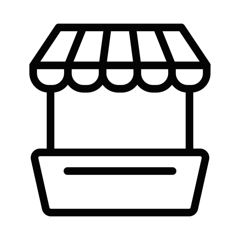 Illustration of a storefront icon in a simple black and white design. Editable stroke. vector