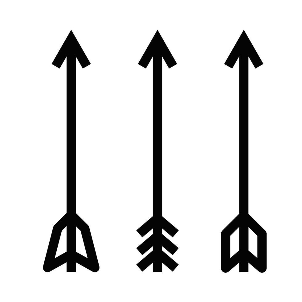 Illustration of three arrow icons. Ideal for representing direction, navigation, and guidance concepts. Editable stroke. vector