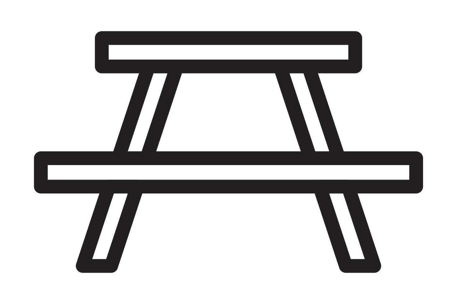 Picnic table outline icon. Editable stroke. vector
