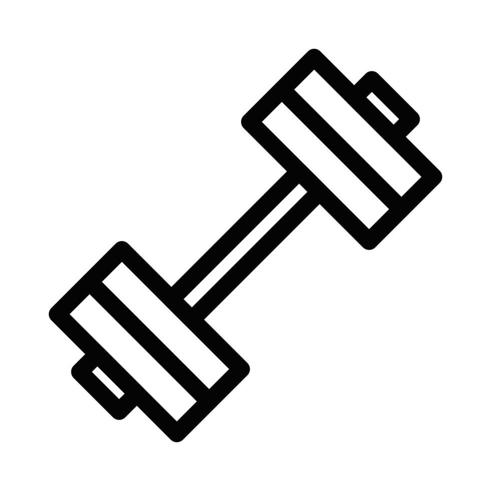 Icon of a simple black dumbbell, perfect for fitness and gym related designs, isolated on white background. Editable stroke. vector