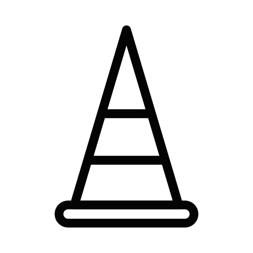 Minimalistic icon of a traffic cone, perfect for safety and caution themes, designed in bold black on a white background. Editable stroke. vector
