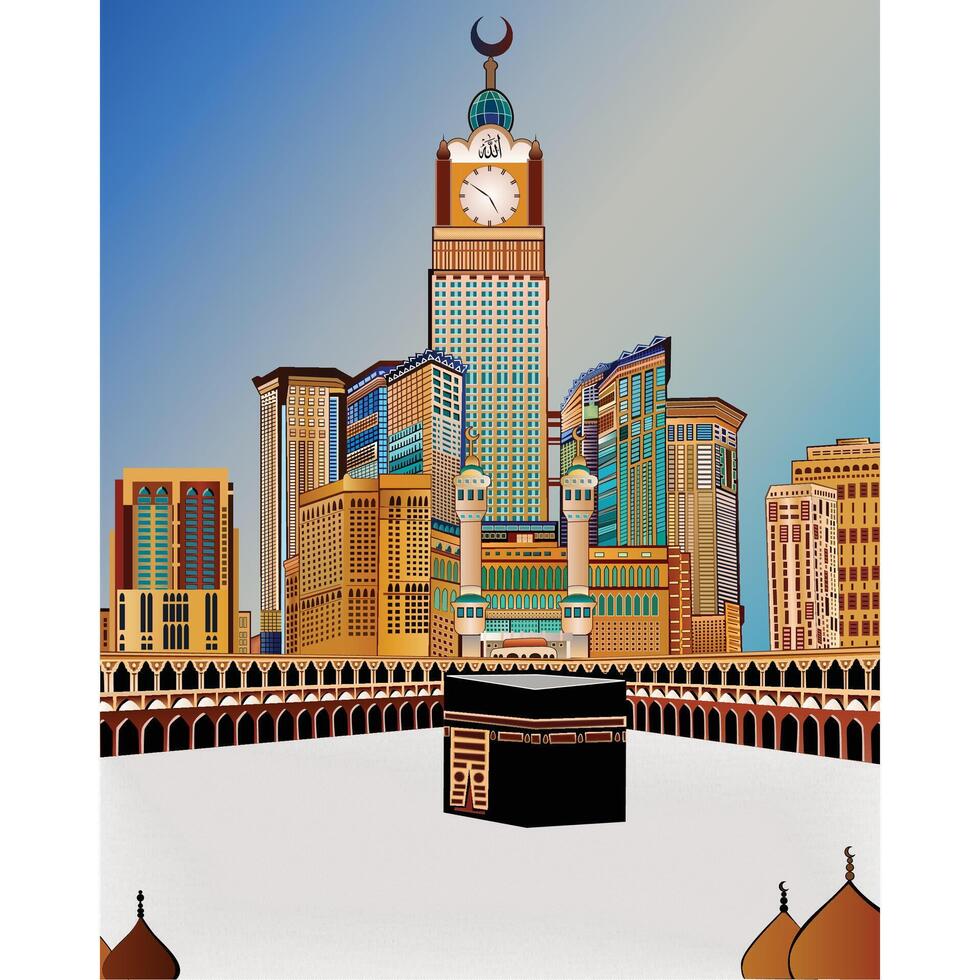 Illustration of Kaaba for Hajj in Mecca Saudi Arabia vector